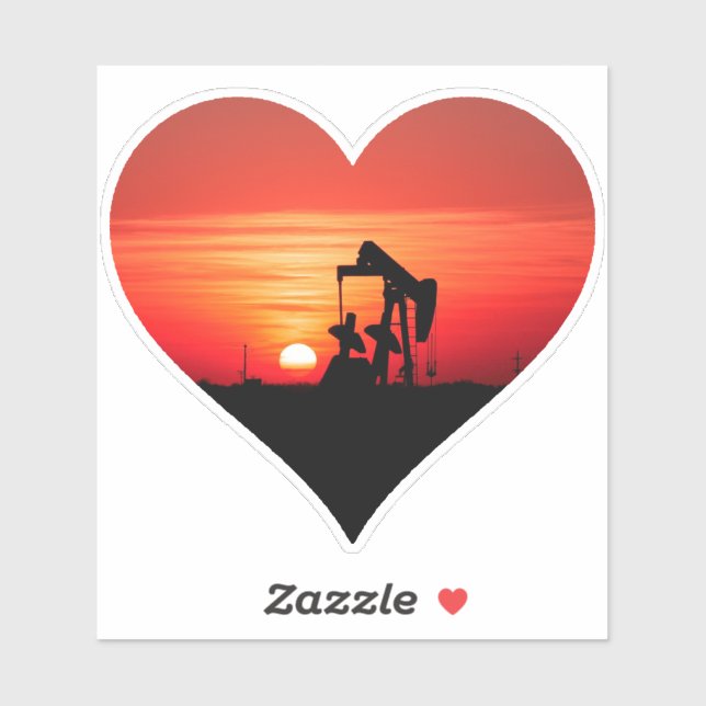 Sticker Coucher de soleil de Pumpjack (Feuille)