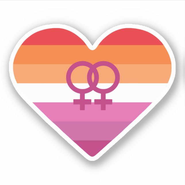 Sticker Coucher de soleil lesbien Cœur WLW (Devant)