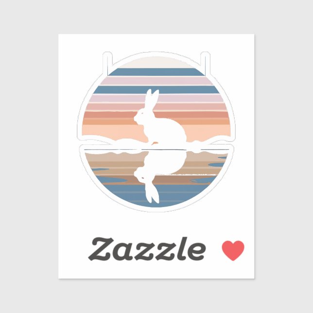 Sticker Coucher de soleil rétro de lapin (Feuille)