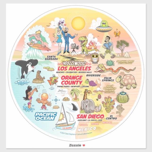 Sticker Coucher de soleil SoCal (Feuille)