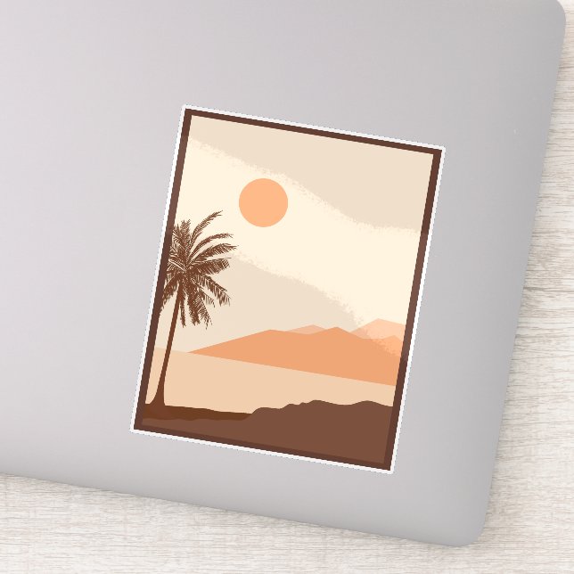 Sticker Coucher de soleil sur un palmier, Île, Art abstrai (Détail)