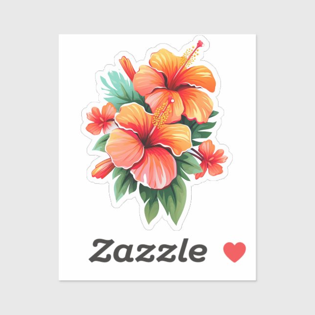 Sticker Coucher de soleil tropical : Hibiscus Harmony (Feuille)