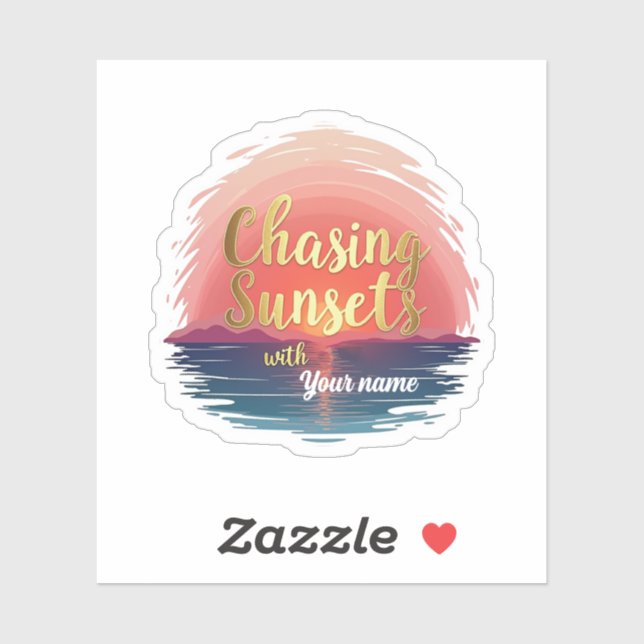 Sticker Couchers de soleil poursuivis modifiables avec con (Feuille)