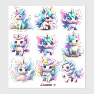 Sticker Couleur arc-en-ciel unicorne bébé mignonne