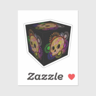 Sticker Couleur d'aquarelle colorée du crâne de flamme flo