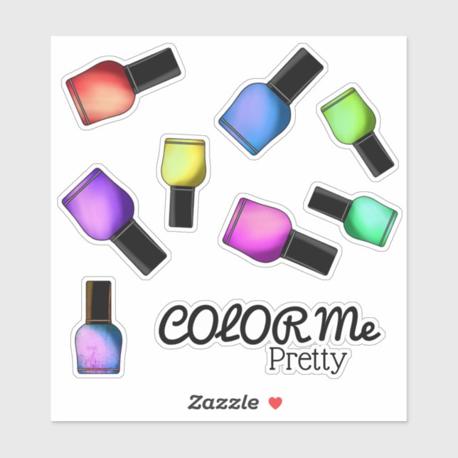 Sticker Couleur moi Joli clou polonais Maquillage doux (Feuille)