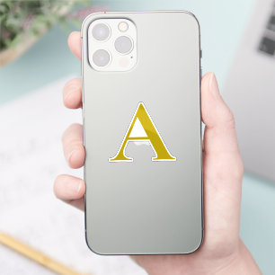 Sticker Couleur or Monogramme Initial Lettre Simple