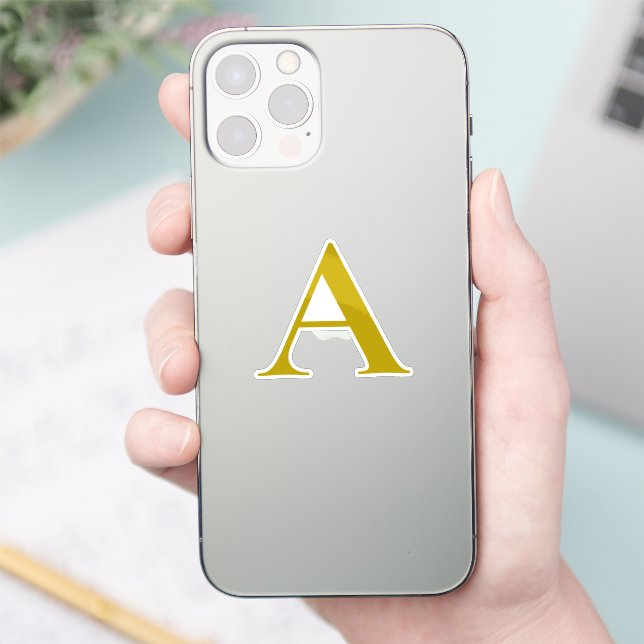 Sticker Couleur or Monogramme Initial Lettre Simple (Téléphone)