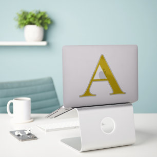 Sticker Couleur or Monogramme Initial personnalisé Transpa