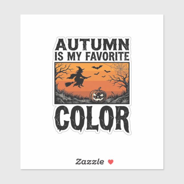 Sticker Couleur préférée d'automne Halloween Citrouille Ve (Feuille)