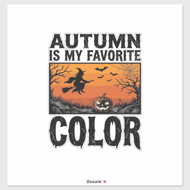 Sticker Couleur préférée d'automne Halloween Citrouille Ve (Feuille)