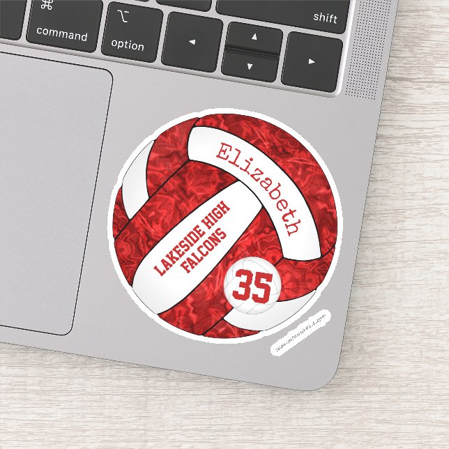 Sticker Couleurs de l'équipe de volley-ball blanc rouge (Détail)
