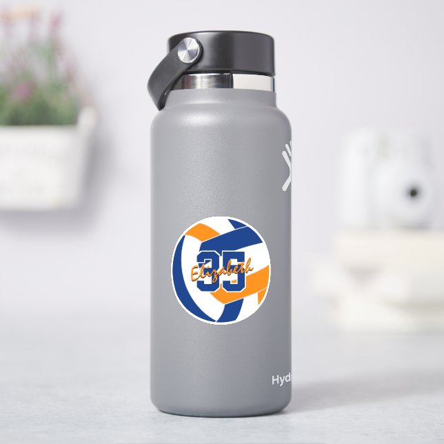 Sticker couleurs de l'équipe de volley-ball orange bleu (HydroFlask)