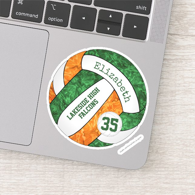 Sticker couleurs de l'équipe de volley-ball orange vert (Détail)