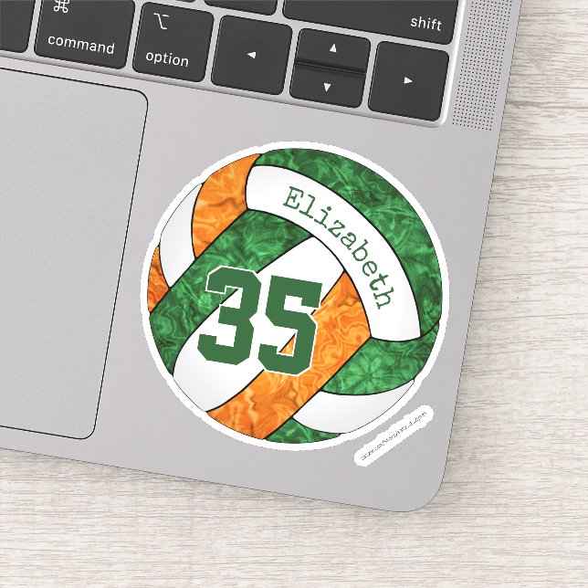 Sticker couleurs de l'équipe de volley-ball orange vert (Détail)
