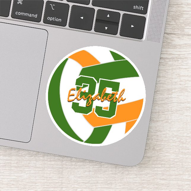 Sticker couleurs de l'équipe de volley-ball orange vert (Détail)