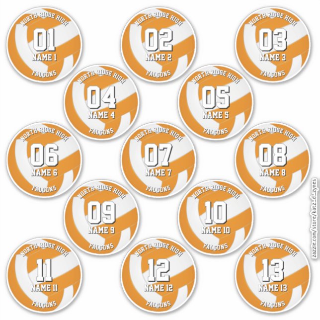 Sticker couleurs d'équipe de volley-ball orange autocollan (Devant)