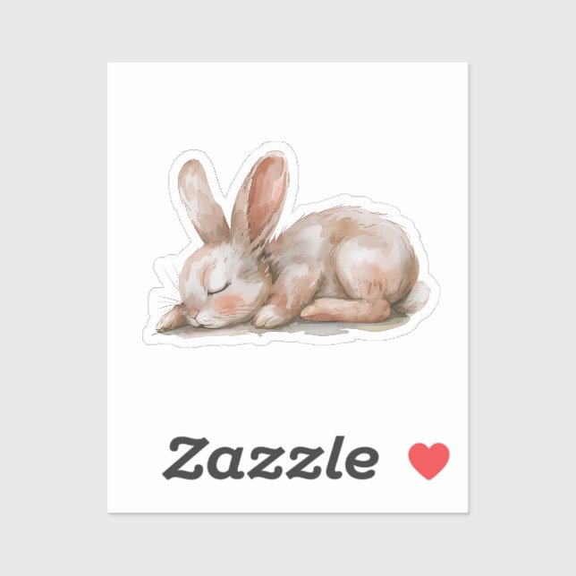 Sticker Couleurs neutres du lapin dormant (Feuille)