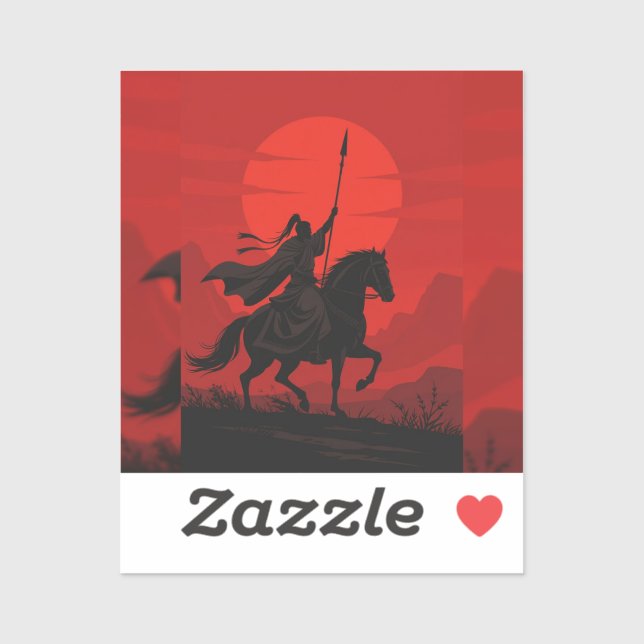 Sticker 🔥 Coup d'épée enflammé – Guerrier épique d'anime  (Feuille)