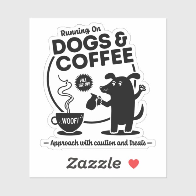 Sticker Coup sur Chiens et Café Die-Cut (Feuille)