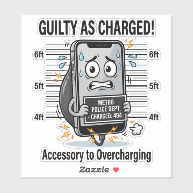 Sticker Coupable comme accusé – Pun amusant sur le télépho (Feuille)