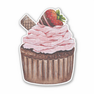 Sticker Coupe De Fraise Cute À L'Aquarelle
