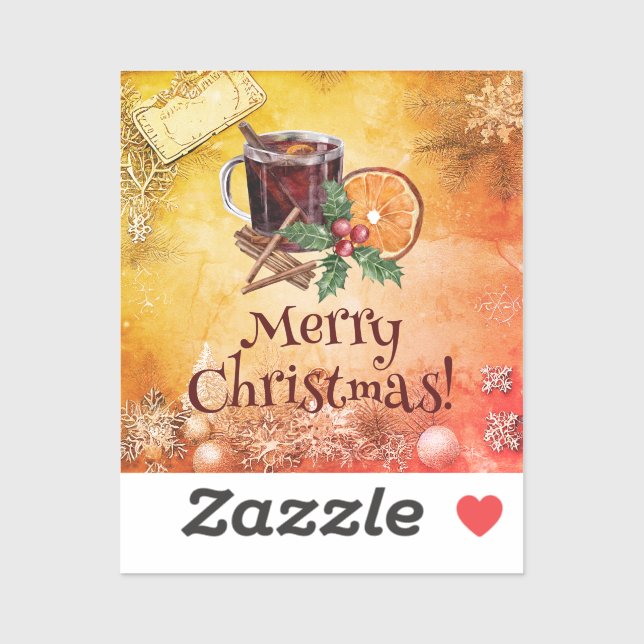 Sticker Coupe de Noël Orange Holly Berry Cinnamon Salutati (Feuille)