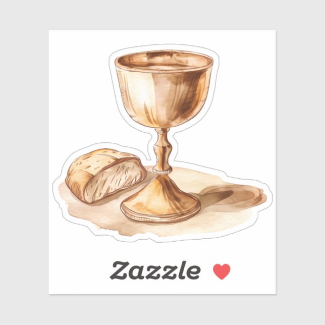 Sticker Coupe de vin de communion et pain vinyle (Feuille)