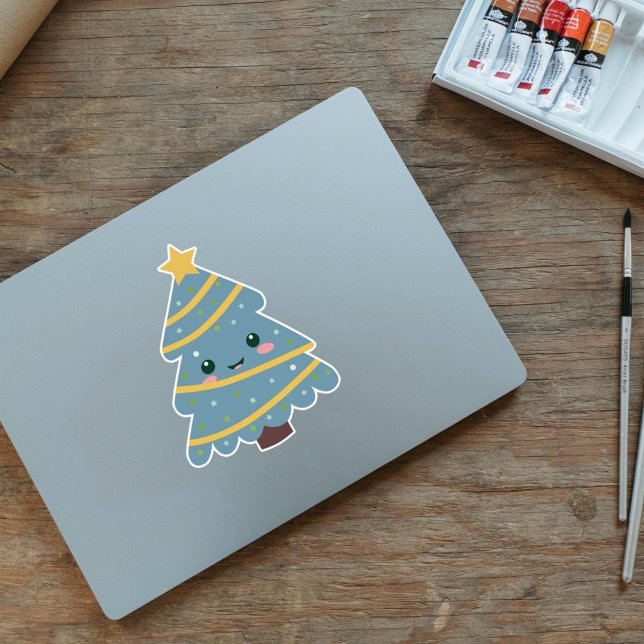 Sticker Coupé Personnalisé Arbre De Noël (Cute Christmas Tree Custom-Cut Sticker)