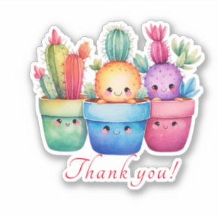Sticker Coupe personnalisée Cute Merci rose Cactus Aquarel