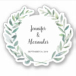 Sticker Coupe personnalisée Russe feuille Mariage aquarell<br><div class="desc">Feuilles d'aquarelle rustique,  mariage élégant,  autocollants vinyle taillé sur mesure. Ajoutez vos propres noms et texte pour personnaliser. Vous pouvez également ajouter les autocollants sur les enveloppes,  pour votre poste mariage,  sous forme de scellés d'enveloppe.</div>