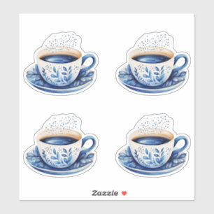 Sticker Coupes de café en aquarelle bleue 5
