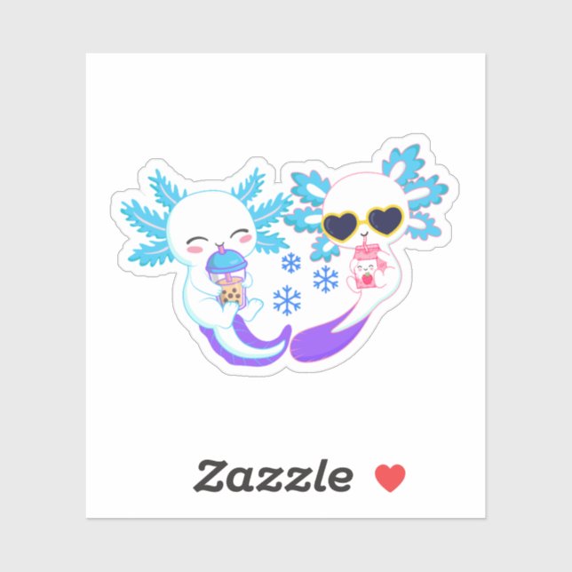 Sticker Couple de Axolotl d'Hiver Adorables (Feuille)