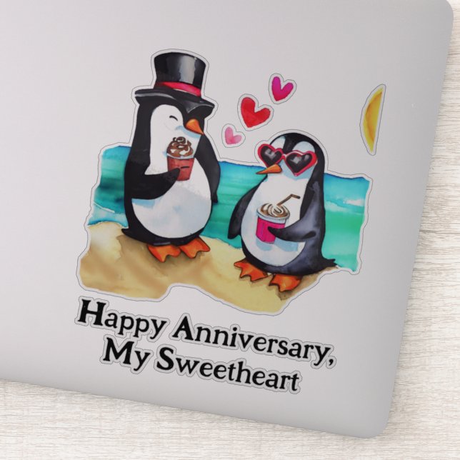 Sticker Couple de pingouin (Détail)