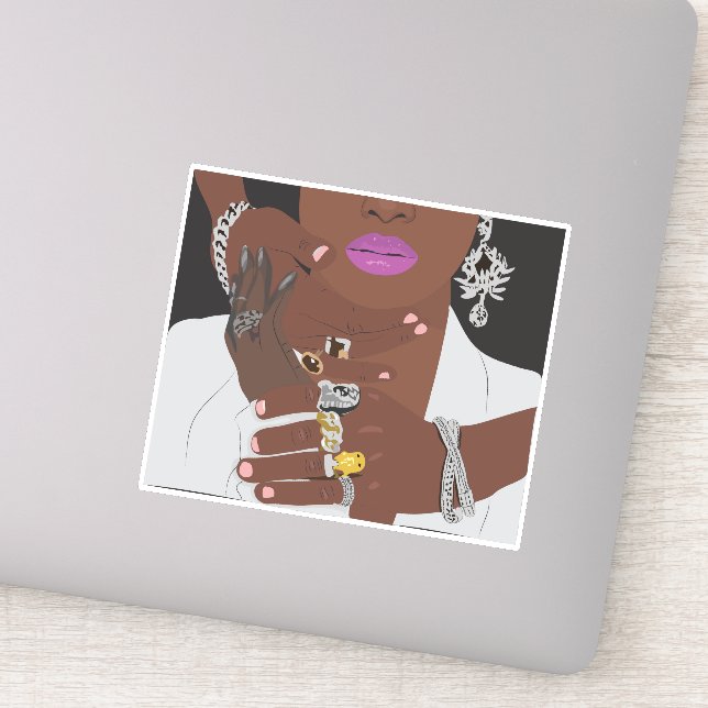 Sticker Couple noir en or et argent Black love (Détail)