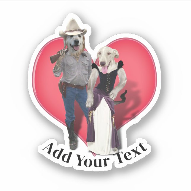 Sticker Couple occidental chien cowboy (Devant)