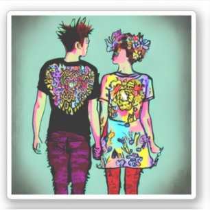 Sticker Couple Rock Grunge en amour