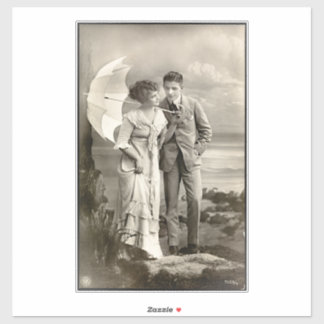 Sticker Couple romantique vintage avec parasol