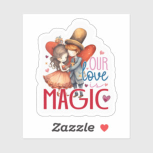 Sticker Couple Whimsical avec Coeurs & Stardust