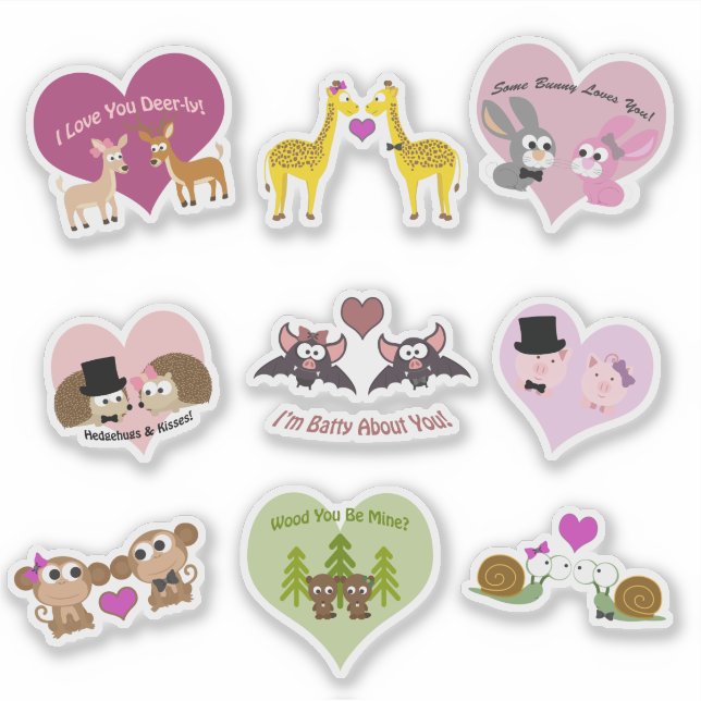 Sticker Couples d'animaux mignons (Devant)