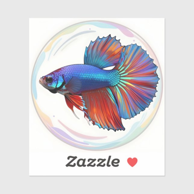 Sticker Courant iridescent – Art de poisson Betta sur viny (Feuille)
