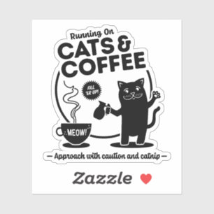 Sticker Courir sur les chats et le café Die-Cut
