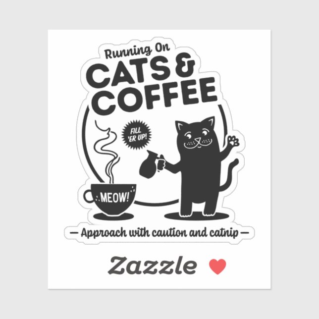 Sticker Courir sur les chats et le café Die-Cut (Feuille)