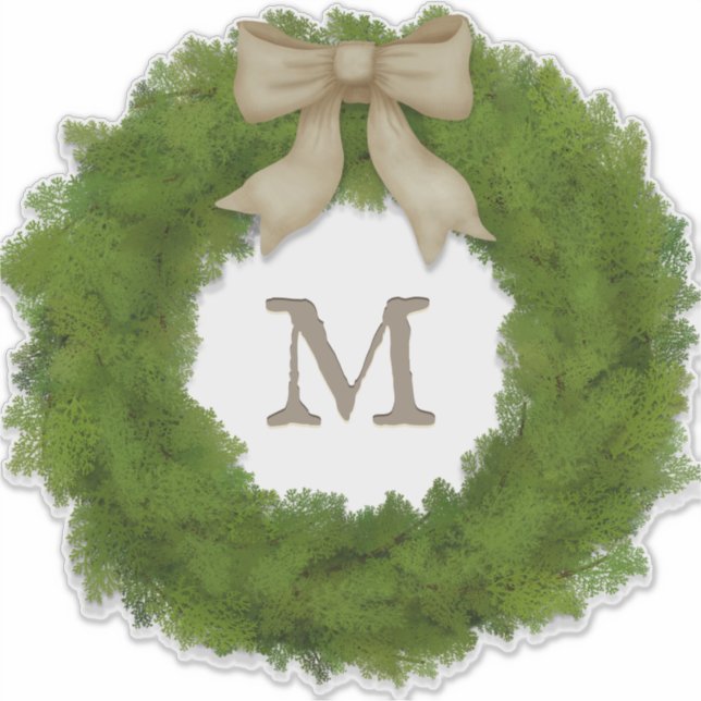 Sticker Couronne Cypress verte avec monogramme personnalis (Devant)