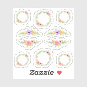 Sticker Couronne de fleurs et bordures de roses de conte d