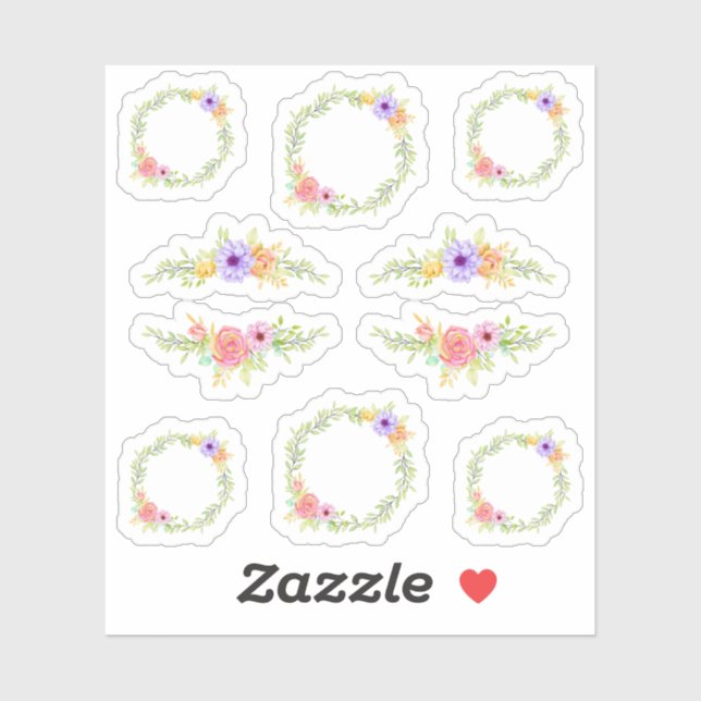 Sticker Couronne de fleurs et bordures de roses de conte d (Feuille)