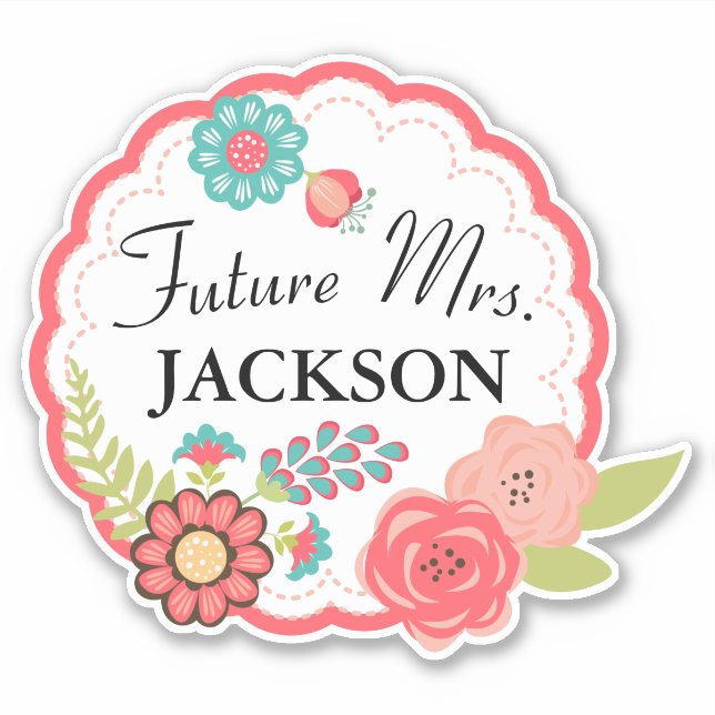 Sticker Couronne de fleurs personnalisée Future Mme (Devant)
