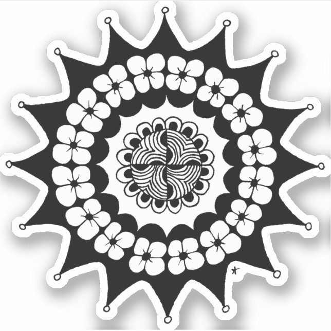 Sticker Couronne de fleurs Zen Mandala (Devant)