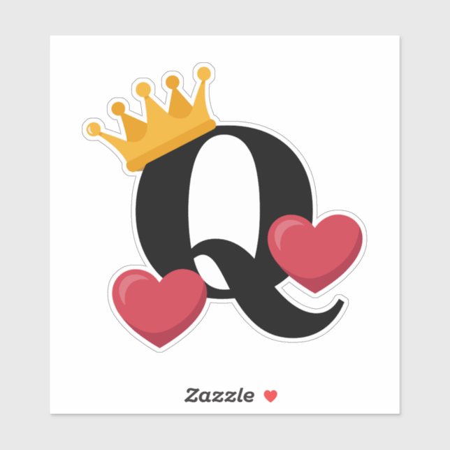 Sticker Couronne de la Reine des Cœurs Emblème d'Amour (Feuille)