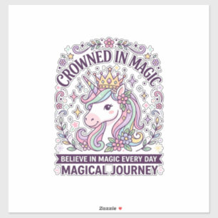 Sticker Couronne de licorne en typographie audacieuse grap